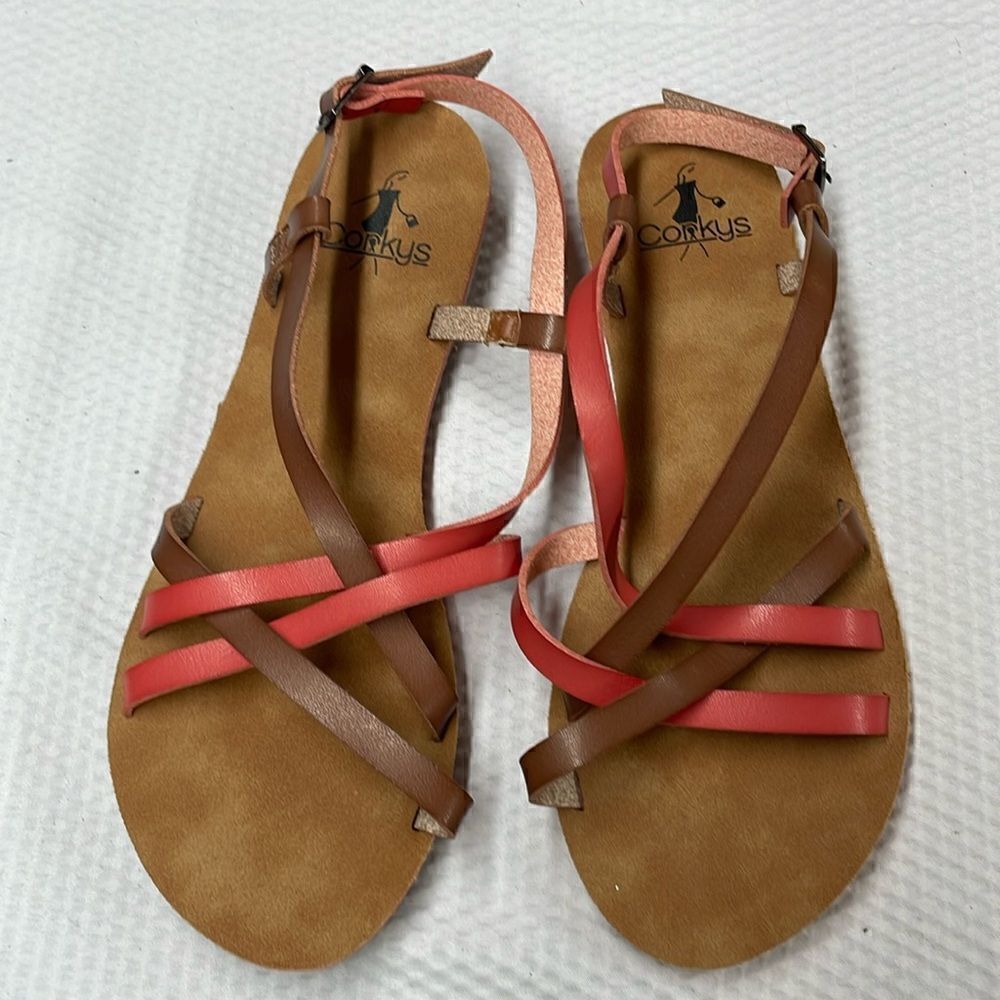 Corky’s Baja Sandals two-tone straps Size 7